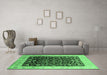 Machine Washable Oriental Emerald Green Industrial Area Rugs in a Living Room,, wshurb716emgrn