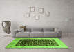 Machine Washable Oriental Green Industrial Area Rugs in a Living Room,, wshurb716grn