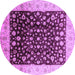 Round Machine Washable Oriental Purple Industrial Area Rugs, wshurb716pur