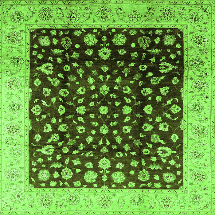 Square Machine Washable Oriental Green Industrial Area Rugs, wshurb716grn