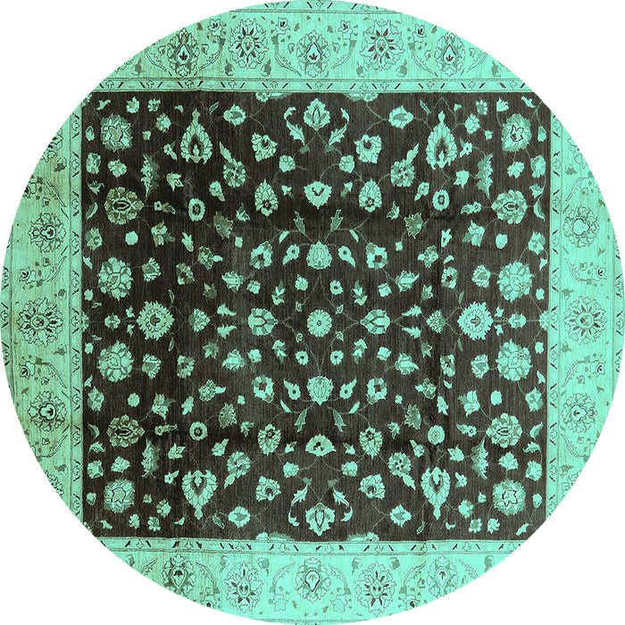 Round Oriental Turquoise Industrial Rug, urb716turq