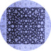 Round Oriental Blue Industrial Rug, urb716blu