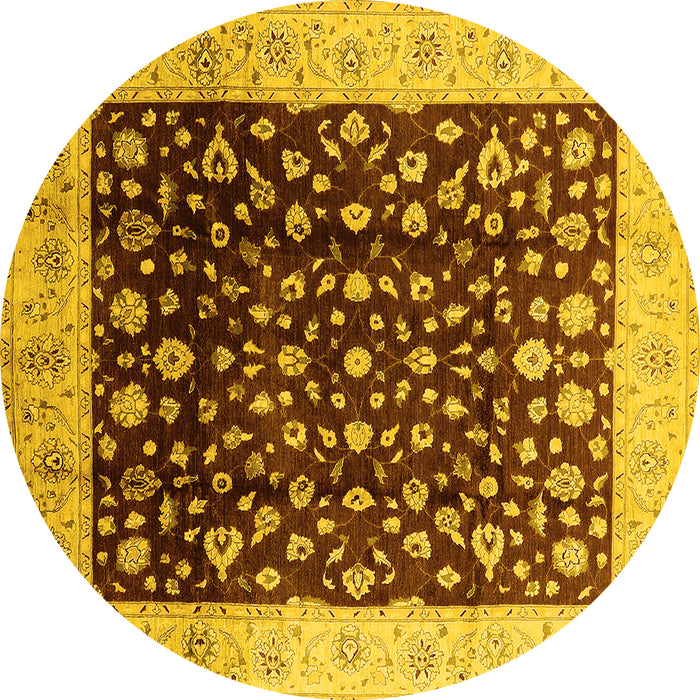 Round Oriental Yellow Industrial Rug, urb716yw