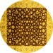 Round Oriental Yellow Industrial Rug, urb716yw