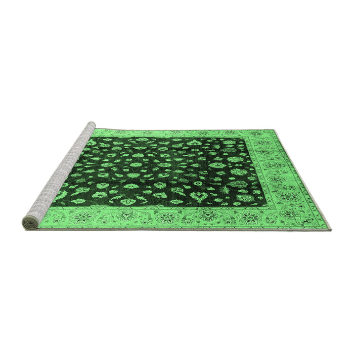 Sideview of Machine Washable Oriental Emerald Green Industrial Area Rugs, wshurb716emgrn