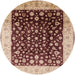 Round Mid-Century Modern Saffron Red Oriental Rug, urb716