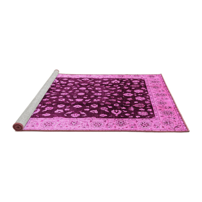 Sideview of Machine Washable Oriental Pink Industrial Rug, wshurb716pnk