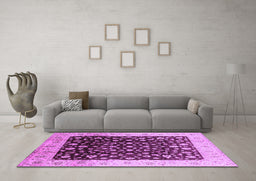 Machine Washable Oriental Purple Industrial Area Rugs in a Living Room, wshurb716pur