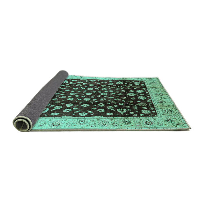 Sideview of Oriental Turquoise Industrial Rug, urb716turq