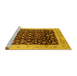 Sideview of Machine Washable Oriental Yellow Industrial Rug, wshurb716yw