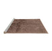 Sideview of Machine Washable Industrial Modern Light Copper Gold Rug, wshurb717