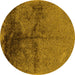 Round Oriental Yellow Industrial Rug, urb717yw