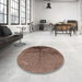 Round Machine Washable Industrial Modern Light Copper Gold Rug in a Office, wshurb717