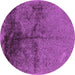 Round Oriental Purple Industrial Rug, urb717pur