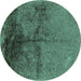 Round Oriental Turquoise Industrial Rug, urb717turq