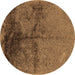 Round Oriental Brown Industrial Rug, urb717brn