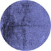 Round Oriental Blue Industrial Rug, urb717blu