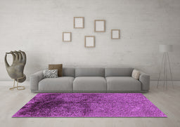 Machine Washable Oriental Purple Industrial Area Rugs in a Living Room, wshurb717pur