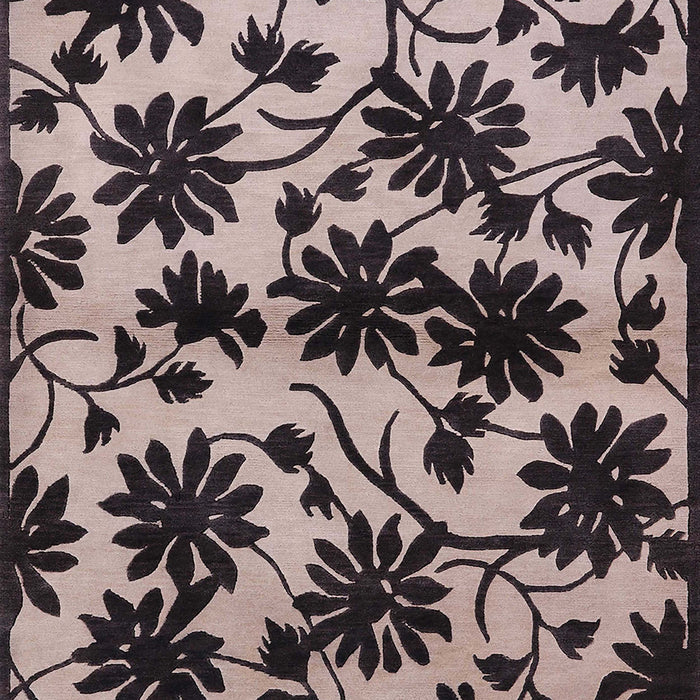 Mid-Century Modern Charcoal Black Oriental Rug, urb718