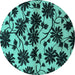 Round Oriental Turquoise Industrial Rug, urb718turq