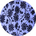 Round Machine Washable Oriental Blue Industrial Rug, wshurb718blu