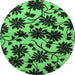 Round Machine Washable Oriental Emerald Green Industrial Area Rugs, wshurb718emgrn