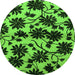 Round Machine Washable Oriental Green Industrial Area Rugs, wshurb718grn