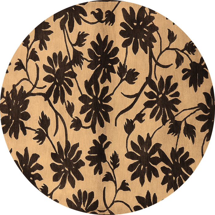 Round Oriental Brown Industrial Rug, urb718brn