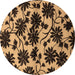 Round Oriental Brown Industrial Rug, urb718brn