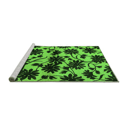 Sideview of Machine Washable Oriental Green Industrial Area Rugs, wshurb718grn