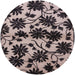 Round Mid-Century Modern Charcoal Black Oriental Rug, urb718