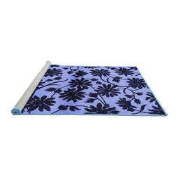 Sideview of Machine Washable Oriental Blue Industrial Rug, wshurb718blu