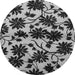 Round Machine Washable Oriental Gray Industrial Rug, wshurb718gry