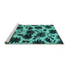 Sideview of Machine Washable Oriental Turquoise Industrial Area Rugs, wshurb718turq