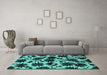 Machine Washable Oriental Turquoise Industrial Area Rugs in a Living Room,, wshurb718turq