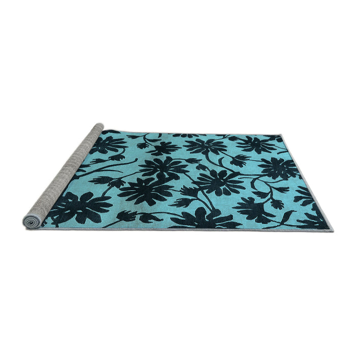 Sideview of Machine Washable Oriental Light Blue Industrial Rug, wshurb718lblu