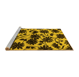 Sideview of Machine Washable Oriental Yellow Industrial Rug, wshurb718yw
