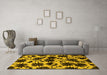 Machine Washable Oriental Yellow Industrial Rug in a Living Room, wshurb718yw