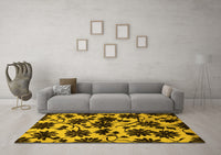 Machine Washable Oriental Yellow Industrial Rug, wshurb718yw