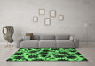 Machine Washable Oriental Emerald Green Industrial Area Rugs in a Living Room,, wshurb718emgrn