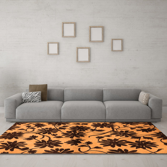 Machine Washable Oriental Orange Industrial Area Rugs in a Living Room, wshurb718org