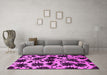 Machine Washable Oriental Pink Industrial Rug in a Living Room, wshurb718pnk
