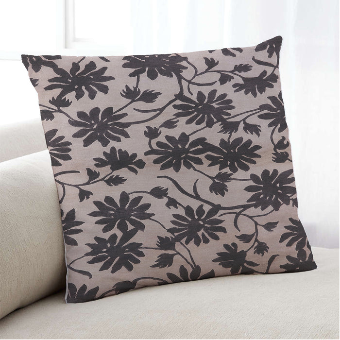 Lifestyle Image of Mid-Century Modern Urban Square Charcoal Black Throw Pillow, 18 inch by 18 inch, pwurb718