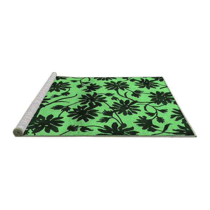 Sideview of Machine Washable Oriental Emerald Green Industrial Area Rugs, wshurb718emgrn
