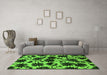 Machine Washable Oriental Green Industrial Area Rugs in a Living Room,, wshurb718grn