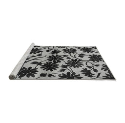 Sideview of Machine Washable Oriental Gray Industrial Rug, wshurb718gry