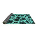 Sideview of Oriental Turquoise Industrial Rug, urb718turq