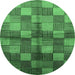 Round Machine Washable Oriental Emerald Green Industrial Area Rugs, wshurb719emgrn