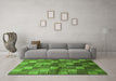 Machine Washable Oriental Green Industrial Area Rugs in a Living Room,, wshurb719grn