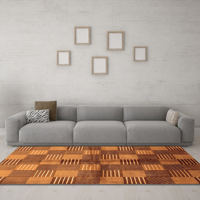 Machine Washable Oriental Orange Industrial Area Rugs in a Living Room, wshurb719org